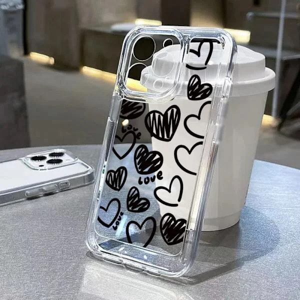 Transparent White Love Love Skal kompatibelt med Samsung Galaxy S25 S24 Ultra S23 FE S22 Plus S21 A56 A52 A53 A34 A54 A35 A55 A16 Mjukt Skal