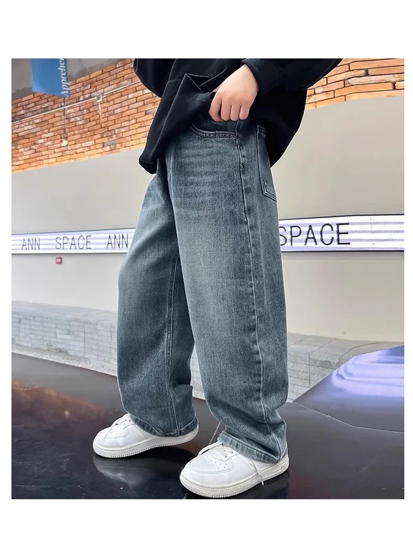 AliExpress - 5-14 Jahre Jungen Jeanshosen Frühling Kinder Weite Gerade Hosen Herbst Locker Sitzende Freizeithosen Trendige Kinder-Jogginghosen