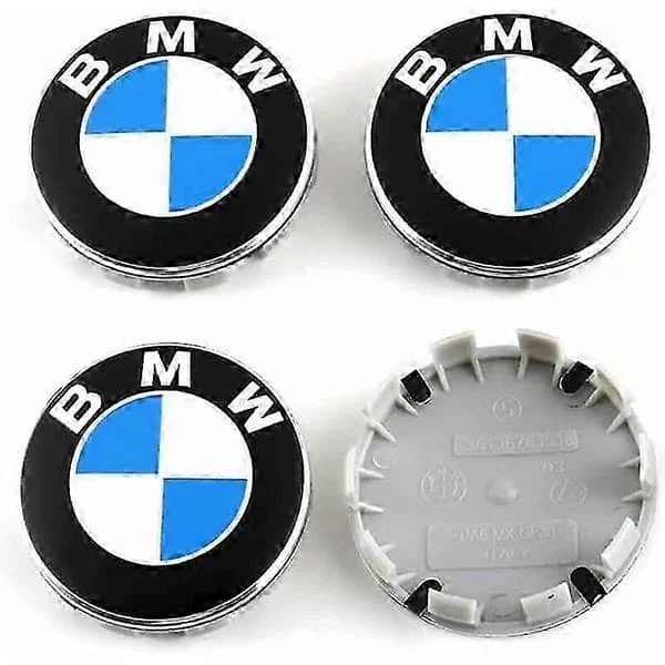 4 stycken navkapslar kompatibla med BMW 68 mm centrumhjul ABS biltillbehör, blå