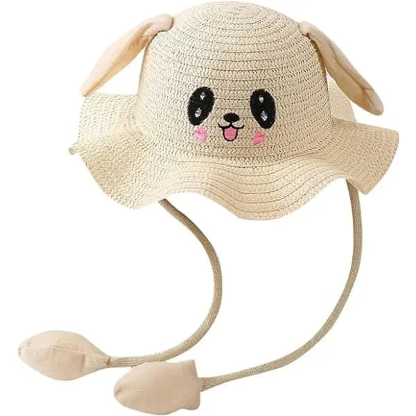 Summer Baseball Caps for Kids Boys Girls Straw Summer Kids Ears Sun Hat with Moving Bunny Hats Bag Air Caps