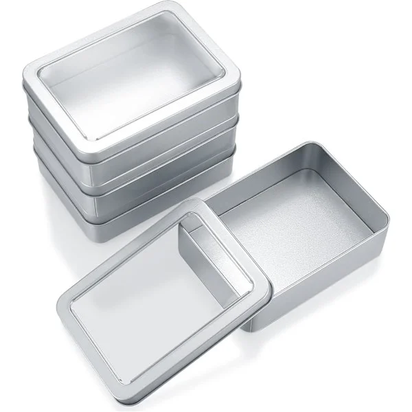 Små metallburkar med lock, portabla tomma kosmetikaburkar i metall, metallförvaringslådor 12,5 x 9 x 3,5 cm