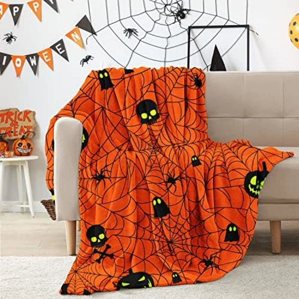 Höst Halloween-filt Halloween-pläd och filtar Höst Pumpa-pläd Supermjuk Mysig och Plysch för Soffa_tfrf