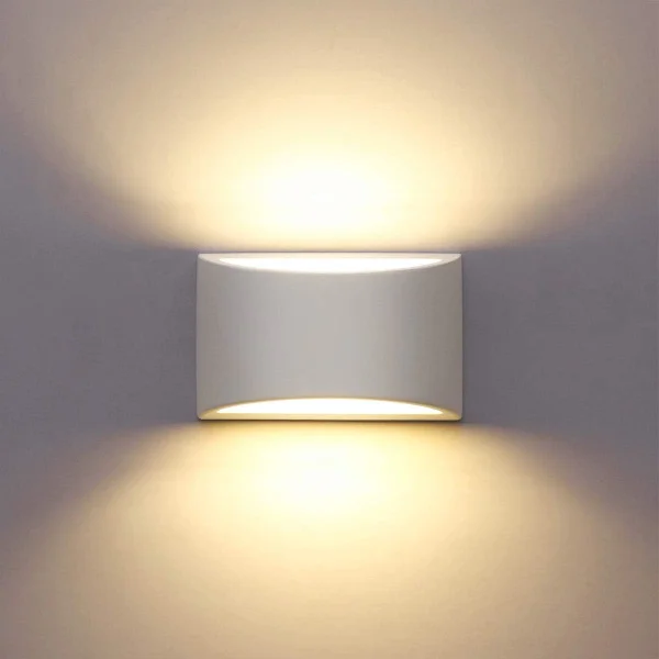 Indoor Vägglampa Vit LED Vägglampa 7W Varmvit Modern Gips