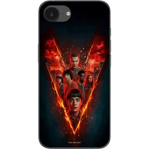 Kompatibelt Mobilskal till Apple iPhone 16e Stranger Things eldig poster med Eleven Mike Will och gänget dramatisk Netflix design perfekt för fans av