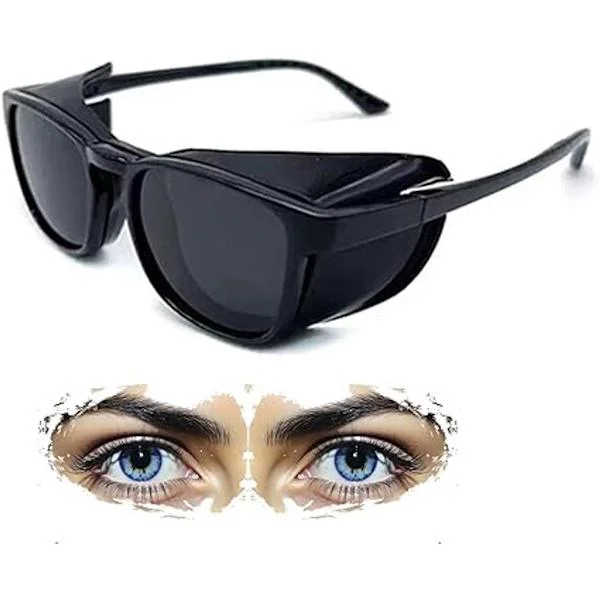 Hay Fever Protective Glasses for Adults - Anti-pollen and Blue Light Filter - Polarized - Black - Anti-fog and UV Protection - Full Seal