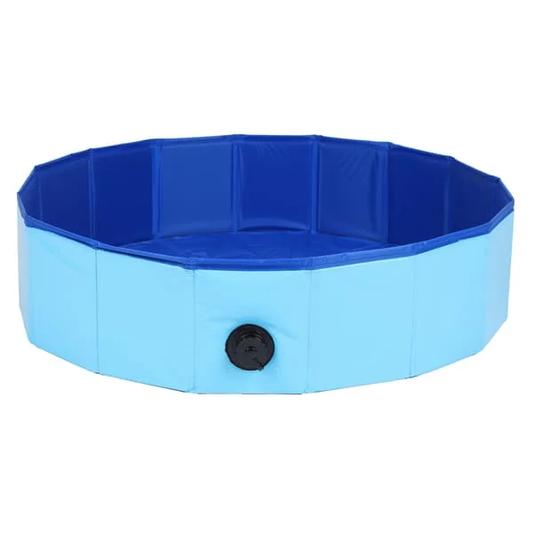 Foldbart Kæledyrspool Plastik Hundebadekar til Hvalpe Små Katte Indendørs Udendørs Brug Blå 80x30cm 31.5x11.8in