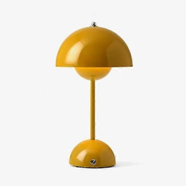 Nordisk Uppladdningsbar Bordslampa Blomma Sänglampa Bordslampa Svamp Sovrum Bordsdekoration Sänglampa Nattlampor[hk] Gul