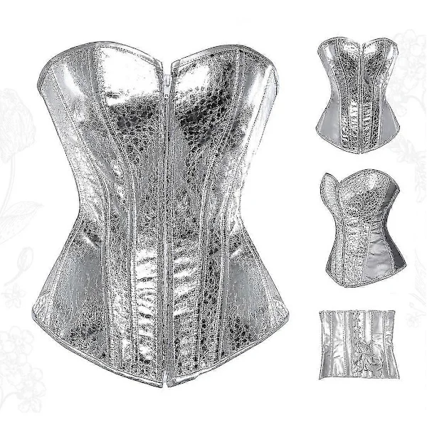Sølv Guld Korsetter til Kvinder Steampunk Gotisk Korset Bustier Med Lynlås Plus Size Vintage Stil Korset Top Burlesque Lingeri