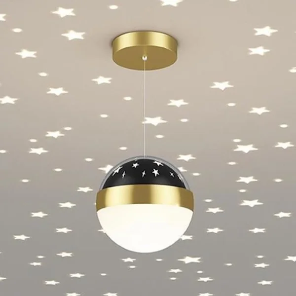 Fé-stjärna hängande lampa glob pendellampa stjärnprojektor barnrum taklampa armatur 12W LED pendellampor