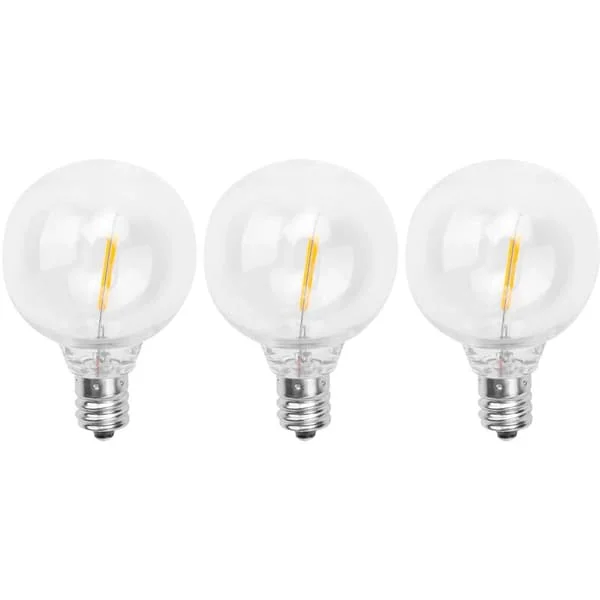 3 st G40 LED-ersättningslampor, E12 skruvbas, krossäkra LED-globlampor för solcellslampor, varmvit