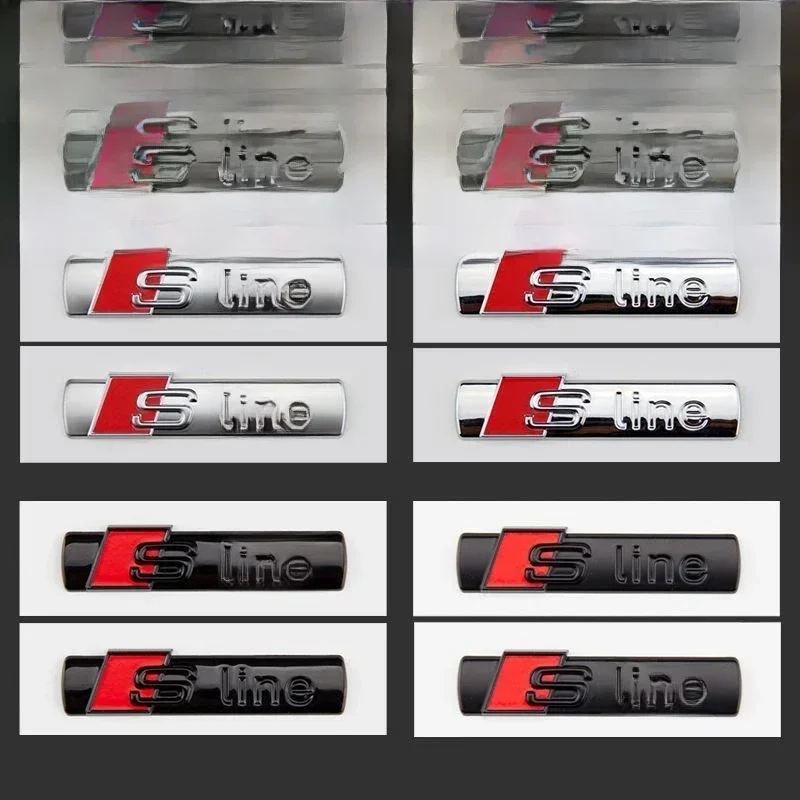 AliExpress - 2Pcs 3D ABS Chrom Schwarz Sline Logo SLine Emblem Auto Kotflügel Abzeichen Für A3 A4 A5 A6 A7 q2 Q5 Q7 Q3 S Linie Aufkleber Accrssorie