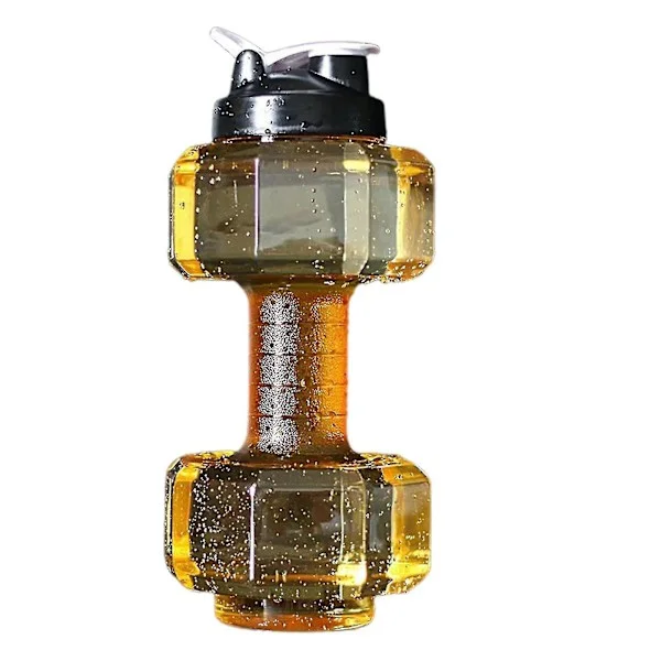 Dumbbell Shape Water Bottle Large Capacity Plastic Portable Sports Water Bottle Yellow
