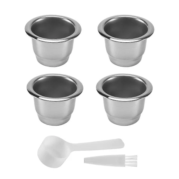 4 st för Nespresso återfyllningsbar kaffekapsel i rostfritt stål kaffefilter återanvändbar kaffekapsel återanvändbar