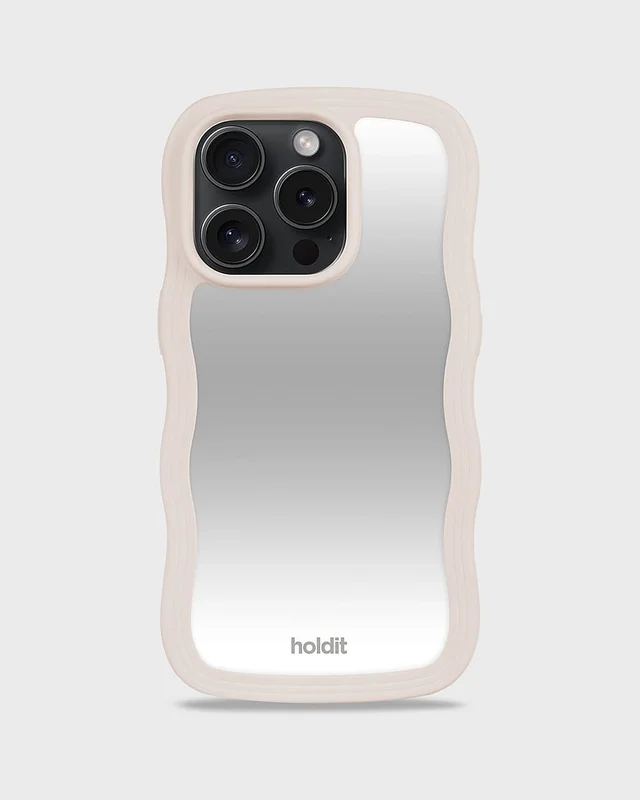 HOLDIT Wavy Case 12/12 Pro Light Beige Mirror 15 ProMax, Tøj & Bolig, Elektronik, Telefon & Mobiltilbehør