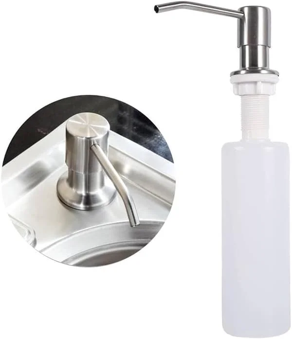 Sæbedispenser 300 ml Opvaskemiddel Pumpe Vask Sæbedispenser Rustfrit Stål Opvaskemiddel Pumpe Genopfyldelig Sæbedispenser Med 360° Roterende Pumpe 