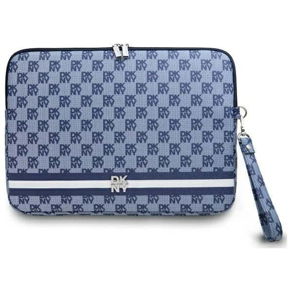 DKNY Sleeve Checkered Pattern Printed Stripes 14" Laptop Case - sininen
