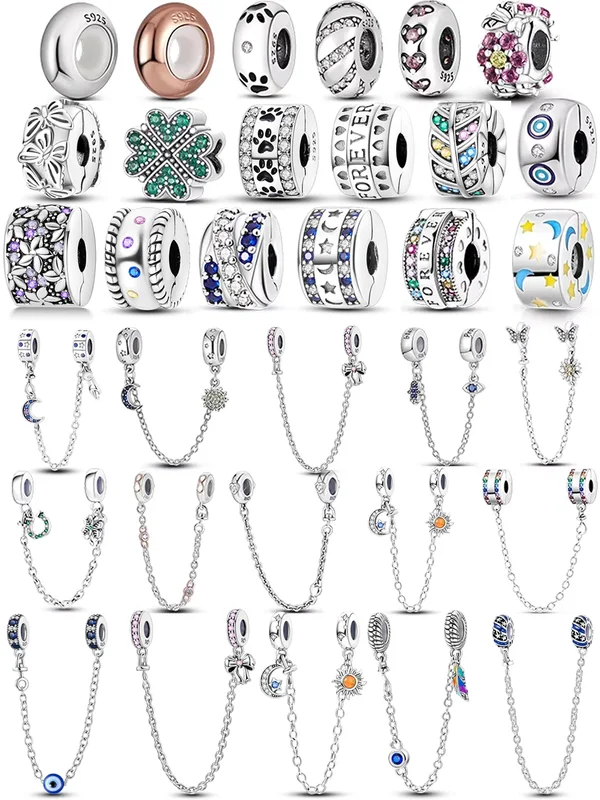 AliExpress - 925er Silber Verschluss Spacer CZ Pave Clip Perlen Charms Silikon Spacer Stopper Charm passend für Original-Armband-Schmuckclip