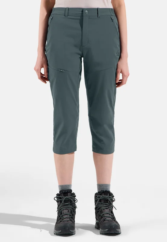 Odlo Pantaloni Da Trekking 3/4 Ascent Light da donna, 34, verde
