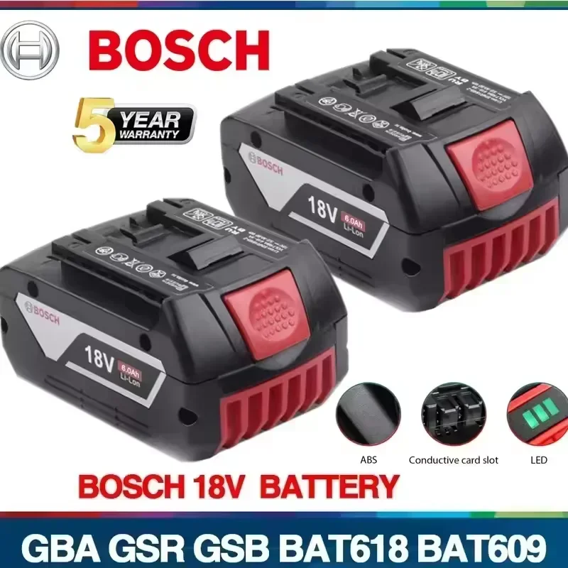 AliExpress - 100% Bosch 18V 6.0Ah, batterie au lithium professionnelle, batterie rechargeable pour outil électrique Bosch BAT609 BAT609G BAT618 