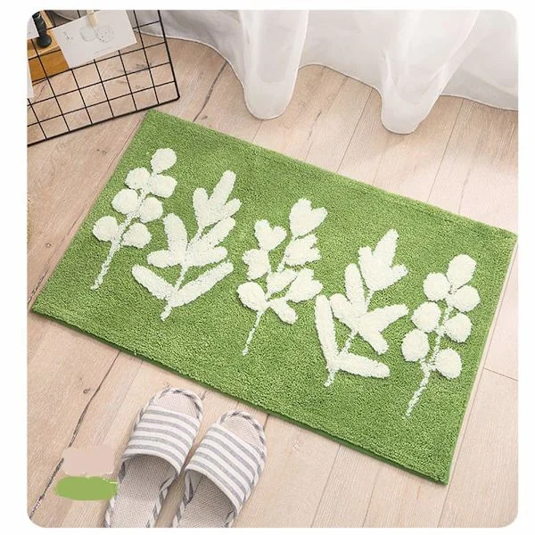 Anti-slip bathroom mats, bath mat (45*65 cm, green leaf)