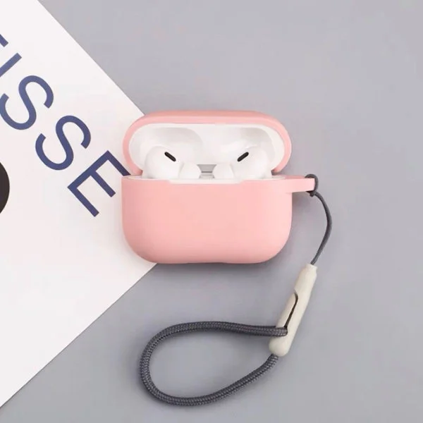 iPhone AirPods 4, Flytande Silikon Hörlursfodral, Minimalistiskt Hörlursfodral, Rosa