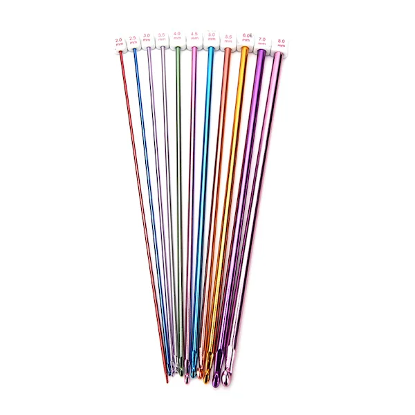 11 stk 10,6" flerfarget aluminium TUNISISK / AFGHAN heklenål