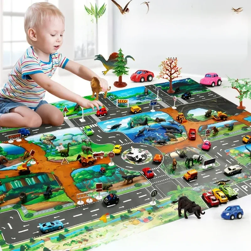 AliExpress - 100x130 enfants tapis de jeu ferme route Portable carte bébé tapis éducatifs enfant en bas âge dinosaure imperméable tapis de jeu ramper 