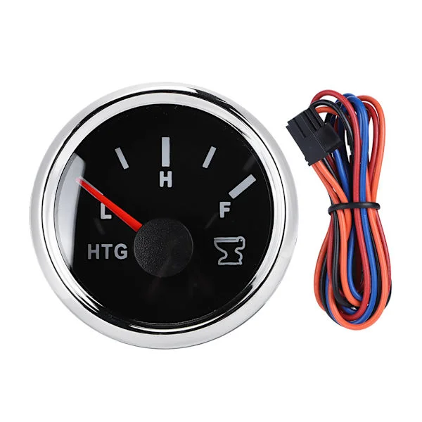 52mm / 2in Marine Båt RV Septiktank Nivåmåler HTG Meter 0-190 ohm 9-32V Sølvramme Svart Skive