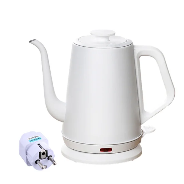 Electric Kettle with German Plug Adapter Durable Pour-Over Coffee Maker for Home Use White