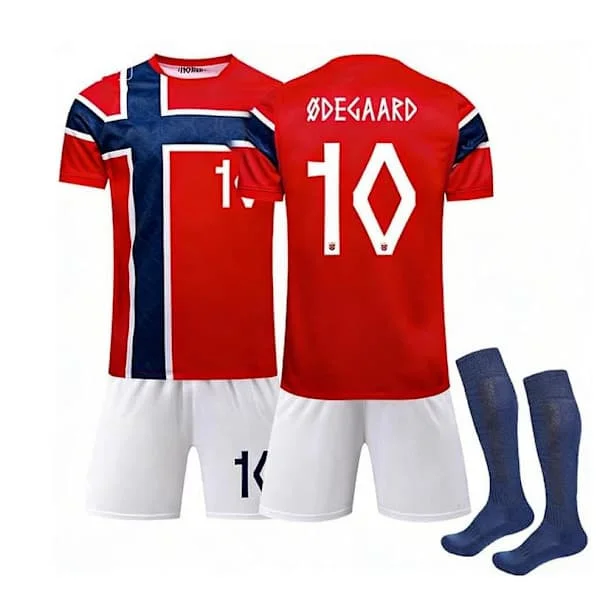 2026 Norge Hjemmedrakt Voksen, Ødegaard Nr. 10 Trykt, Fotballdrakt Pustende Hurtigtørkende T-skjorte Kun 26-27 Ødegaard XXL