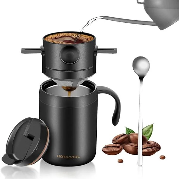 Camping Kaffemaskine Pour Over Kaffesæt, Lejr Pour Over Sæt, Bærbart Kaffesæt til Rejser, Camping, Kontor, Backpacking