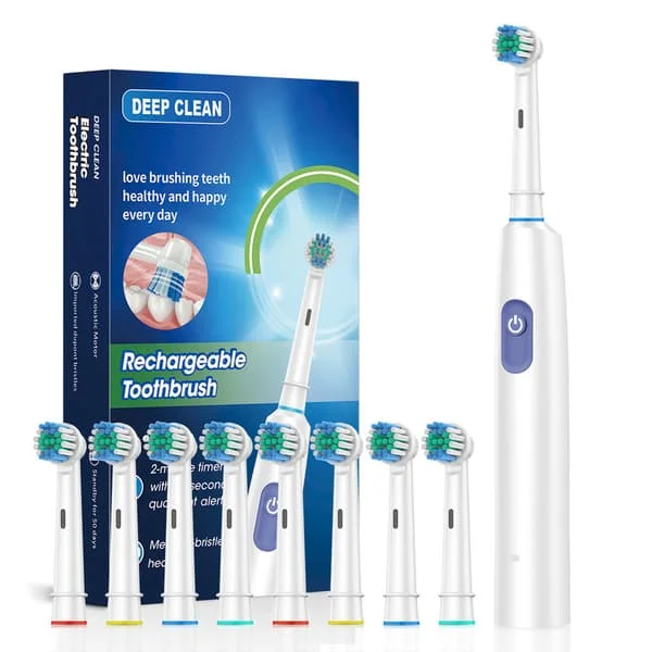 Rechargeable Electric Toothbrush with 4/8 Brush Heads, 5 Cleaning Modes, Fully Automatic Sonic Toothbrush for Oral Cleaning