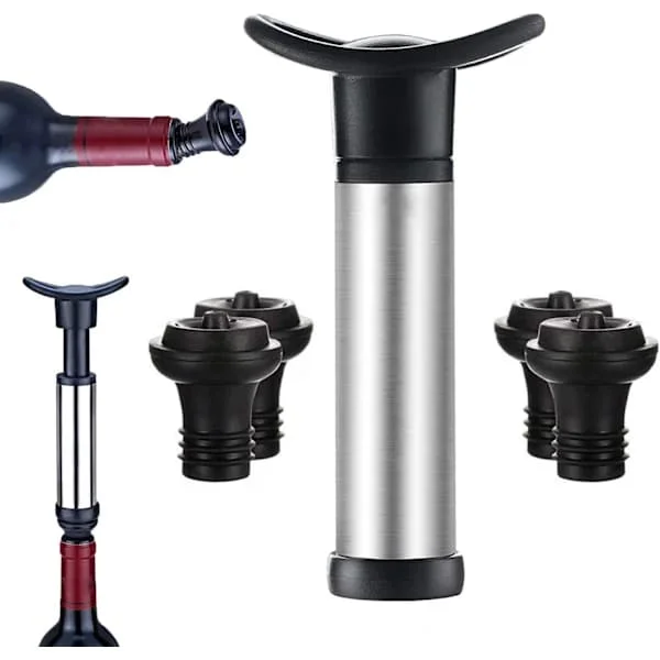Wine Bottle Vacuum Sealer with 4 Stoppers, Reusable Bottle Stopper
