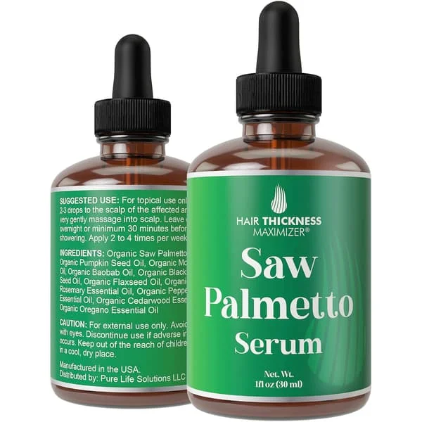 Saw Palmetto Serum för Hårväxt: Rosmarin, Pepparmynta, Pumpafröoljor. Vegansk Förtjockande, Återfuktande, Stärkande Behandling för Kvinnor, Män -