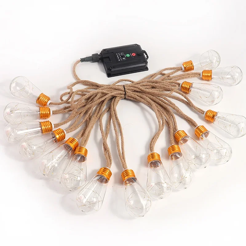 AliExpress - Solar-Lichterkette für den Außenbereich, 16 Glühbirnen, 8 Meter/8 Modi, für den Außenbereich mit Hanfseil, IP65 wasserdicht, Garten, 
