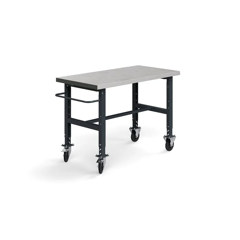 Arbetsbänk på hjul, 1500x760 mm, 200 kg, stål