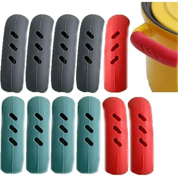 Silikone Varmt Håndtag Holder 12 stk. Pande Håndtag Varmebeskytter Skridsikker Pande Håndtag Cover Greb til Køkken Madlavningstilbehør til Hjemmet