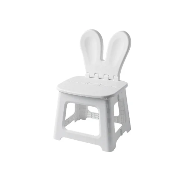 Folding Stool Lightweight Portable Cartoon White Step Stool with Carry Handle for Kids Bunny L