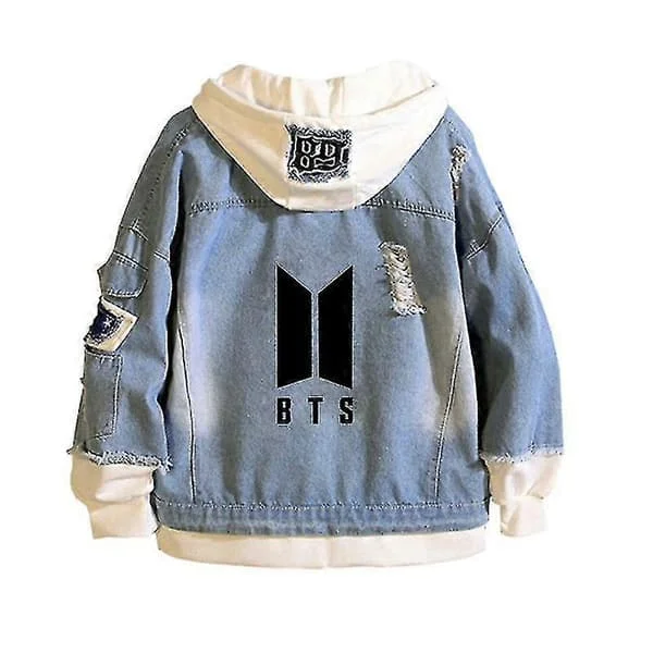 Bts Sweatshirt Hoodie Trendiga Kläder Falsk Tvådelad Jeansjacka Cosplay Toppar-Perfet