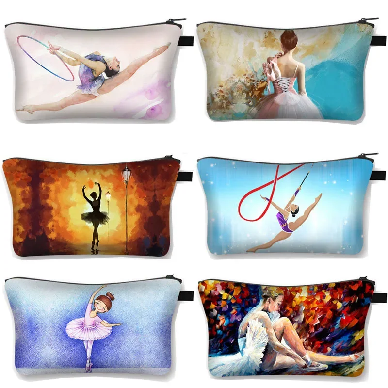 AliExpress - Ballett Tanz Mädchen Print Kosmetik Tasche Rhythmische Gymnastik Damen Lippenstift Tasche Reise Waschen Lagerung Tasche Kosmetische Fall