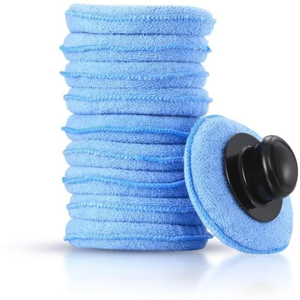 Sæt med 10 mikrofiber applikatorpuder til biler. Bilvoks rengørings- og poleringssvampe. Skumapplikatorpudehåndtag til et rent køretøj.
