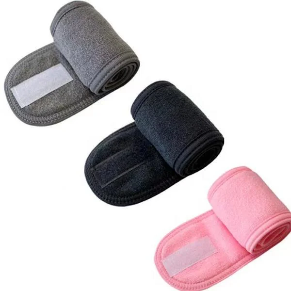 Grå Svart Rosa Spa Ansiktsband Hårband Frotté Hårband 3 stycken Stretch Handduk för Bad, Smink och Sport.