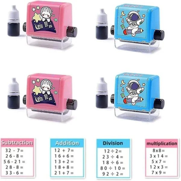 St Math Roller Stamps, Addition Subtraction Multiplication Division Roller Stamp, Återanvändbar Beräkningsmatematik Roller Stamp med bläck för 