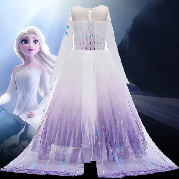 Jääkuningatar-asu Mekko Frozen 2 Anna Elsa Prinsessa Lapsi Tytöt Juhlamekko vaaleansininen 110cm