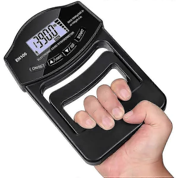 【XJ】 Grip Strength Tester, 396Lbs/180Kg Digital Hand Dynamometer Grip Strength Meter USB LCD Screen Hand