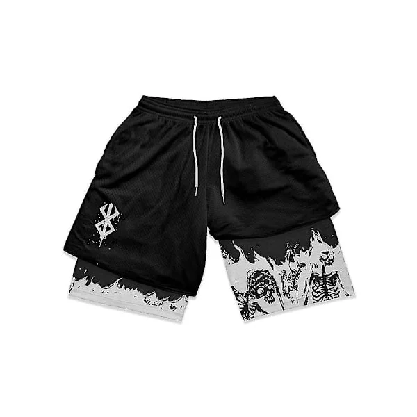 Anime Träningsshorts Herr Dam Berserk Manga 3D-tryck 2-i-1 Prestandashorts Träning Sommar Snabbtorkande Kompressionsshorts Byxor