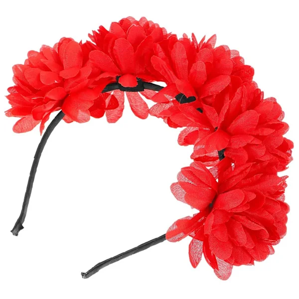 Brudeblomsthodebånd Rødt Stort Hårtilbehør Bryllup Dame Hodeplagg Valentinsdag Hårbånd for Brud og Brudepike -