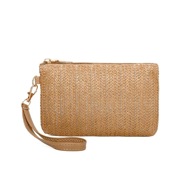 Dame PE Strå Håndtaske Tote Taske Vævet Strå Clutch Taske Dame Sommerpung Strand Ferietaske