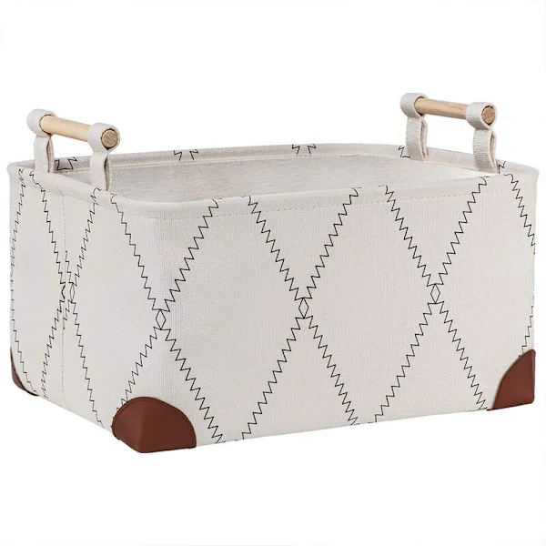 Storage Baskets with Wooden Handles, Storage Baskets for Home Office, Clothing Storage Shelves L