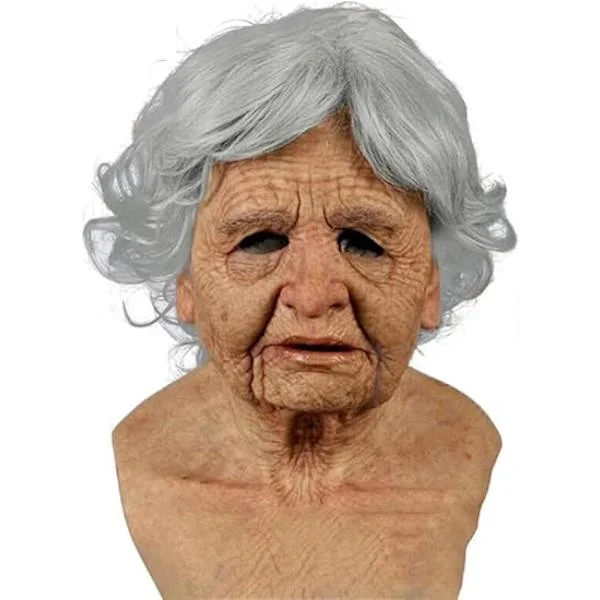 Halloween Mask Realistic Old Man Mask Scary Human Latex Mask, Scary Wrinkle Mask Halloween Cosplay Costume Mask Party Props-FX-